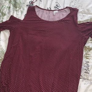Maroon long sleeve polka dot shirt